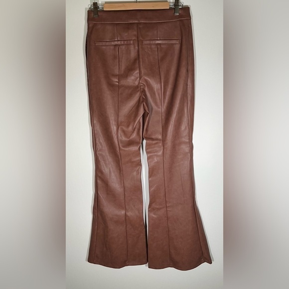 Avec Les Filles faux brown leather flare pants sz M NWOT hippie boho - Picture 2 of 8